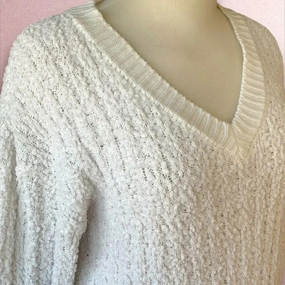 Zenana Premium Oversized Popcorn Knit Tunic Sweater Long Sleeves Size XL Ivory - Picture 6 of 16